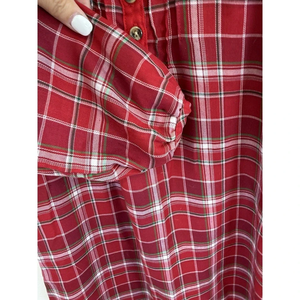 Disney Store Exclusive Plaid Flannel Christmas Minnie Mouse Sleepwear M 7/8